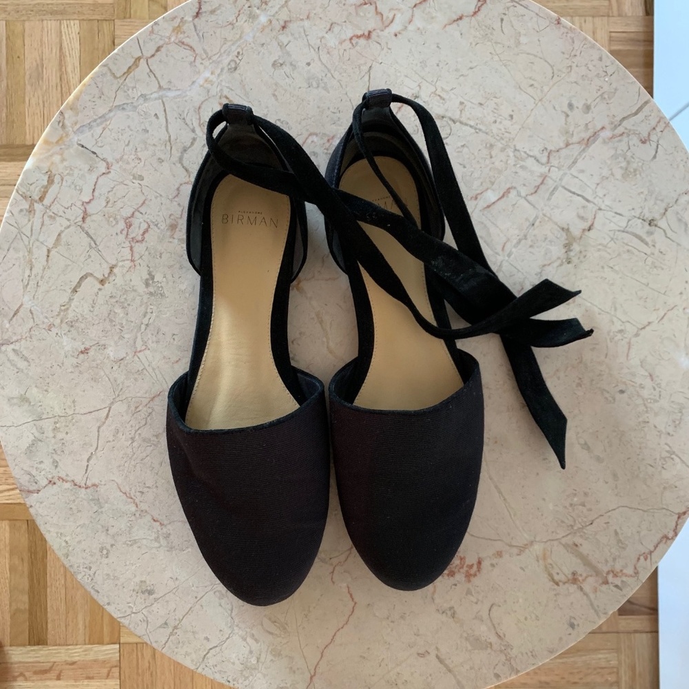 Alexandre Birman Black Tie-Up Ballet Flats